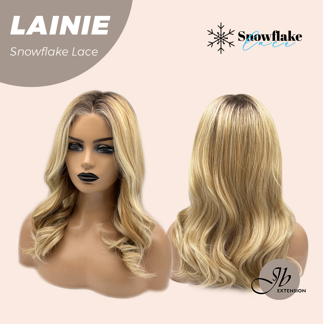 JBEXTENSION 16 Inches Blonde Pre-Cut Snowflake Lace Frontlace Glueless Wig LAINIE【PERMATEASE】【BENDY EAR TABS】