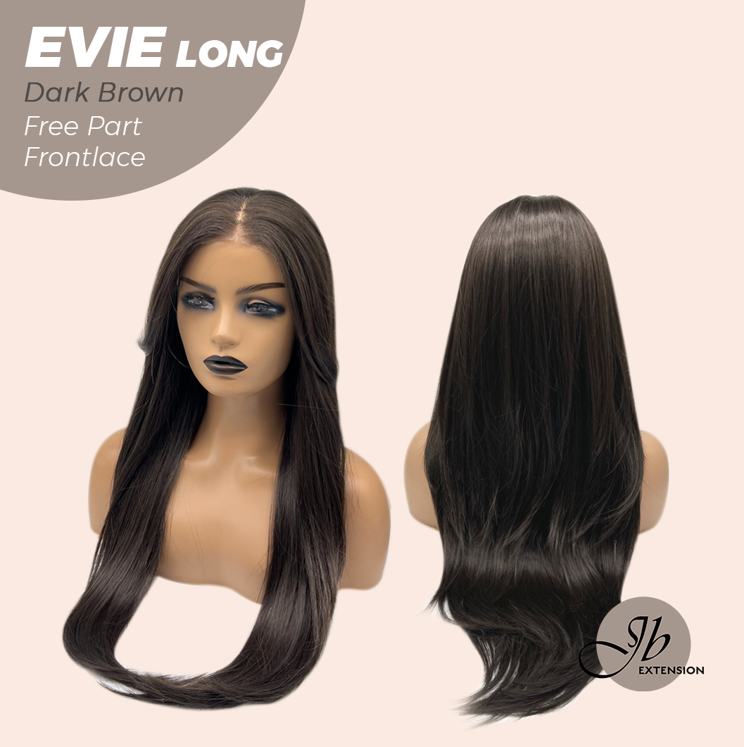 JBEXTENSION 26 Inches Dark Brown Pre-Cut Free Part Frontlace Glueless Wig EVIE LONG