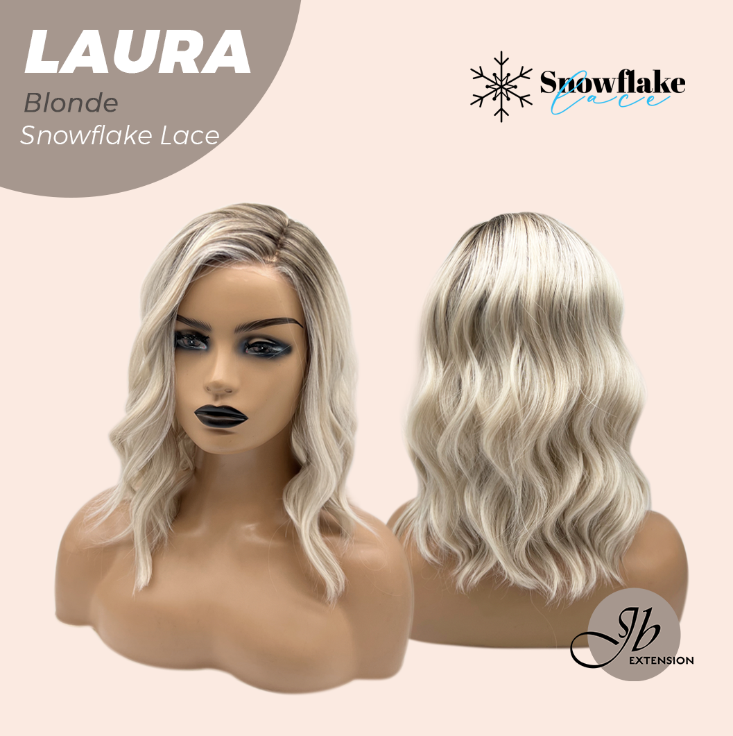 JBEXTENSION 14 Inches Blonde Pre-Cut Side Part Snowflake Lace Frontlace Glueless Wig LAURA SNOWFLAKE【BENDY EAR TABS】- M/L