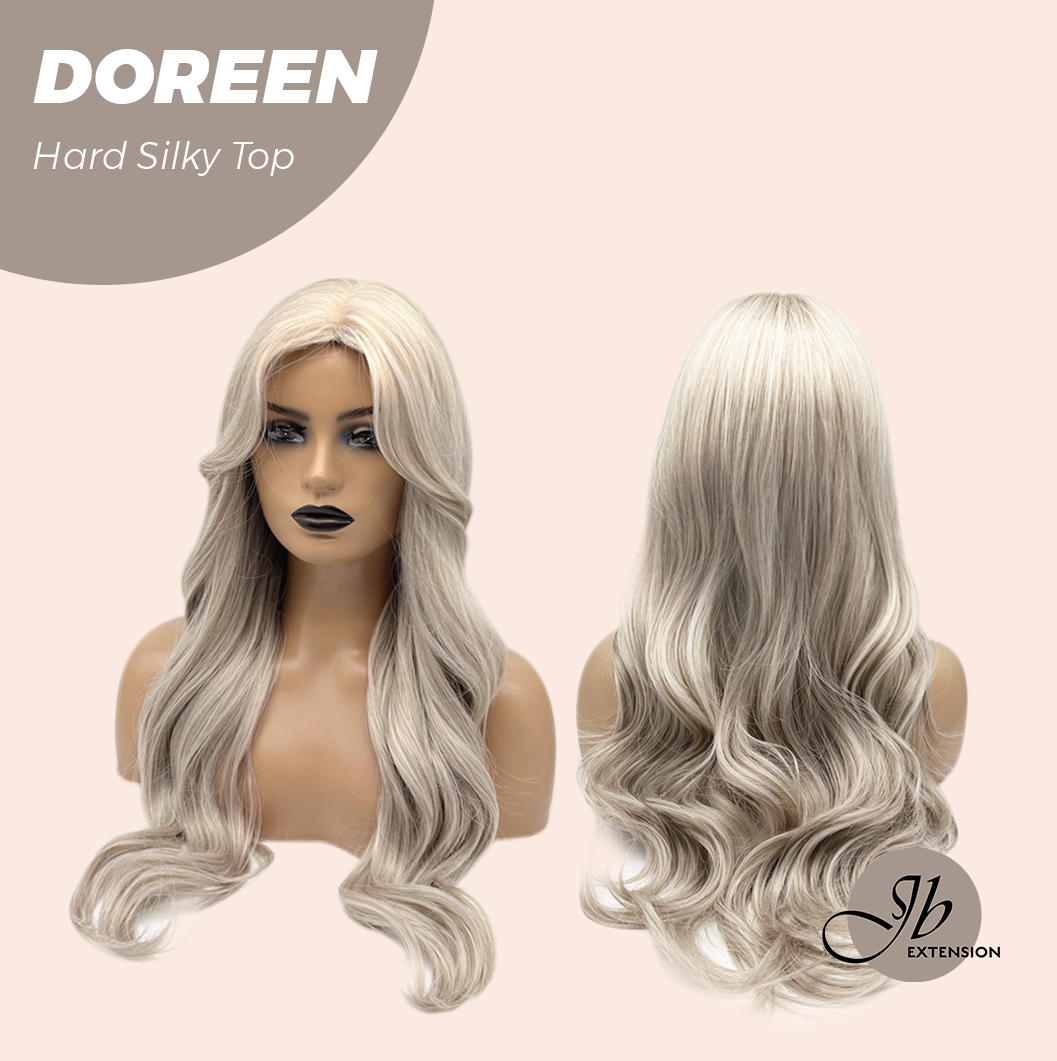 JBEXTENSION 26 Inches Scalpiana Curly Cream Blonde 3.5X4 Hard Silky Top Natural Scalp Effect Wig DOREEN