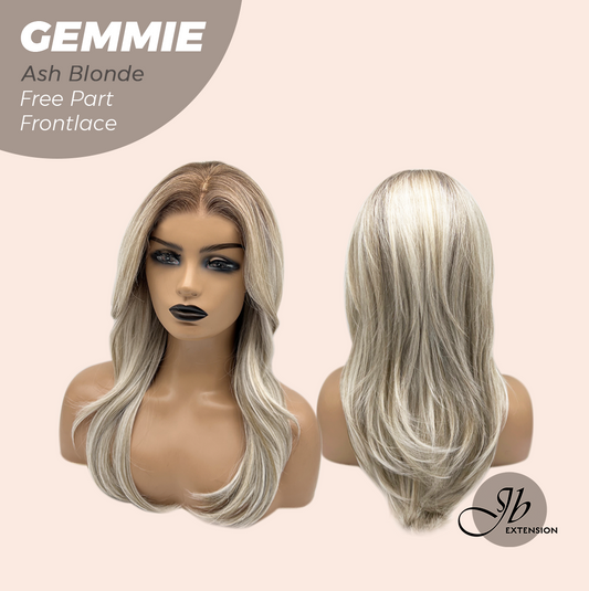 JBEXTENSION 20 Inches Ash Blonde Pre-Cut Free Part Frontlace Glueless Wig GEMMIE ASH BLONDE