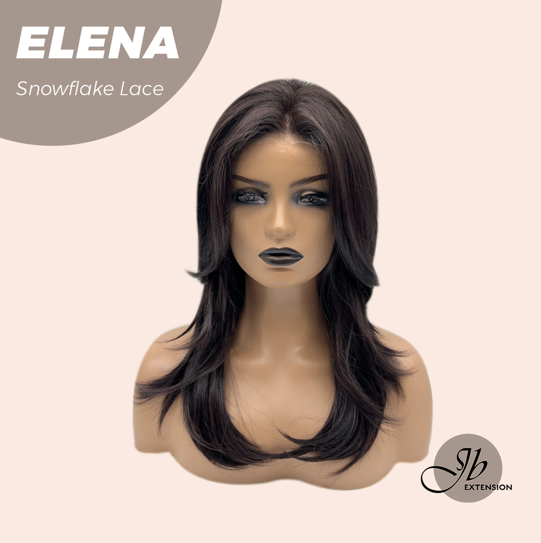 JBEXTENSION 18 Inches Natural Black Pre-Cut Snowflake Lace Frontlace Glueless Wig ELENA【PERMATEASE】【BENDY EAR TABS】