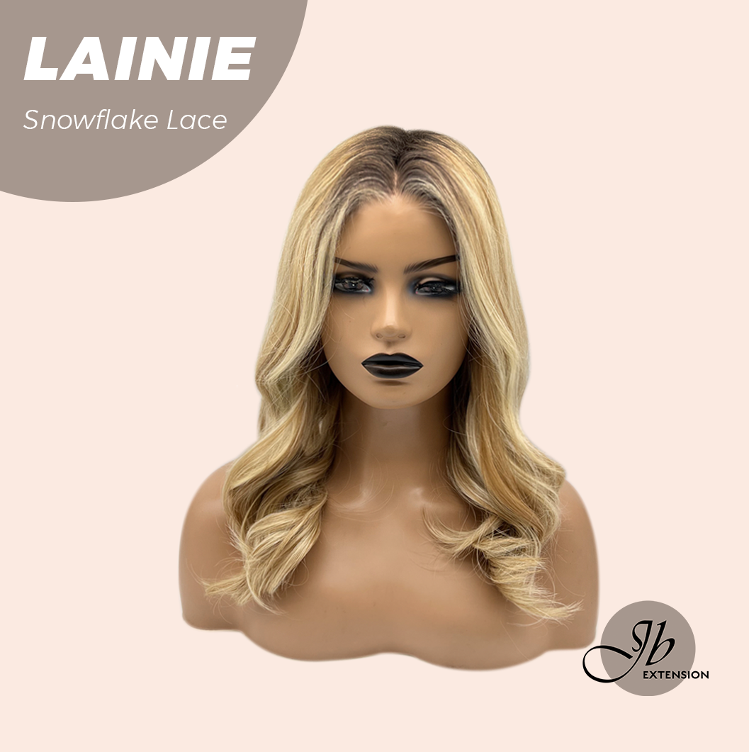 JBEXTENSION 16 Inches Blonde Pre-Cut Snowflake Lace Frontlace Glueless Wig LAINIE【PERMATEASE】【BENDY EAR TABS】