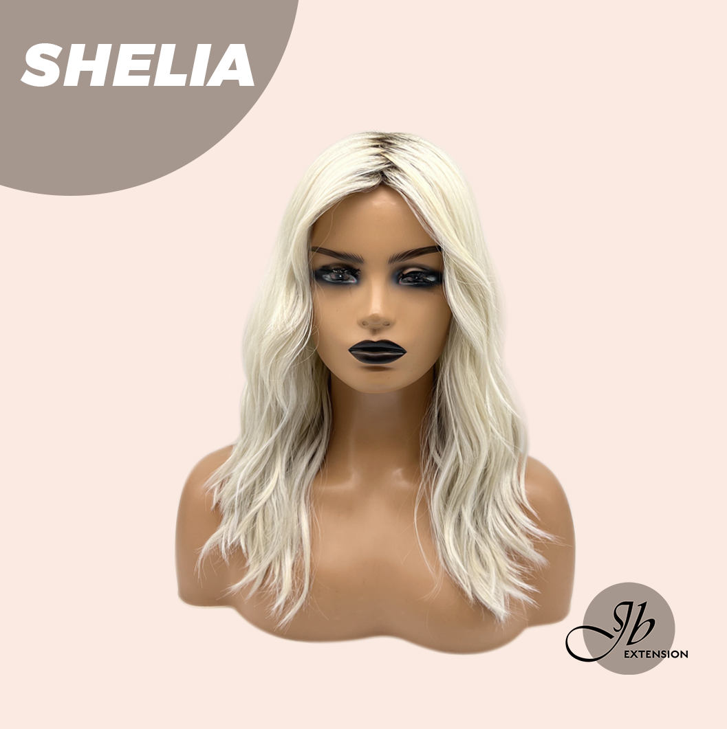 JBEXTENSION 18 Inches Wave White Blonde Women Fashion Full Machine Wig SHELIA【PLUS PERMATEASE】【BENDY EAR TABS】