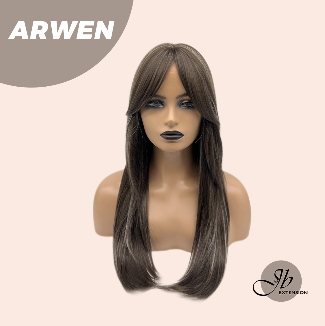 JBEXTENSION 24 Inches Dark Brown with Grey Highlight Wig ARWEN