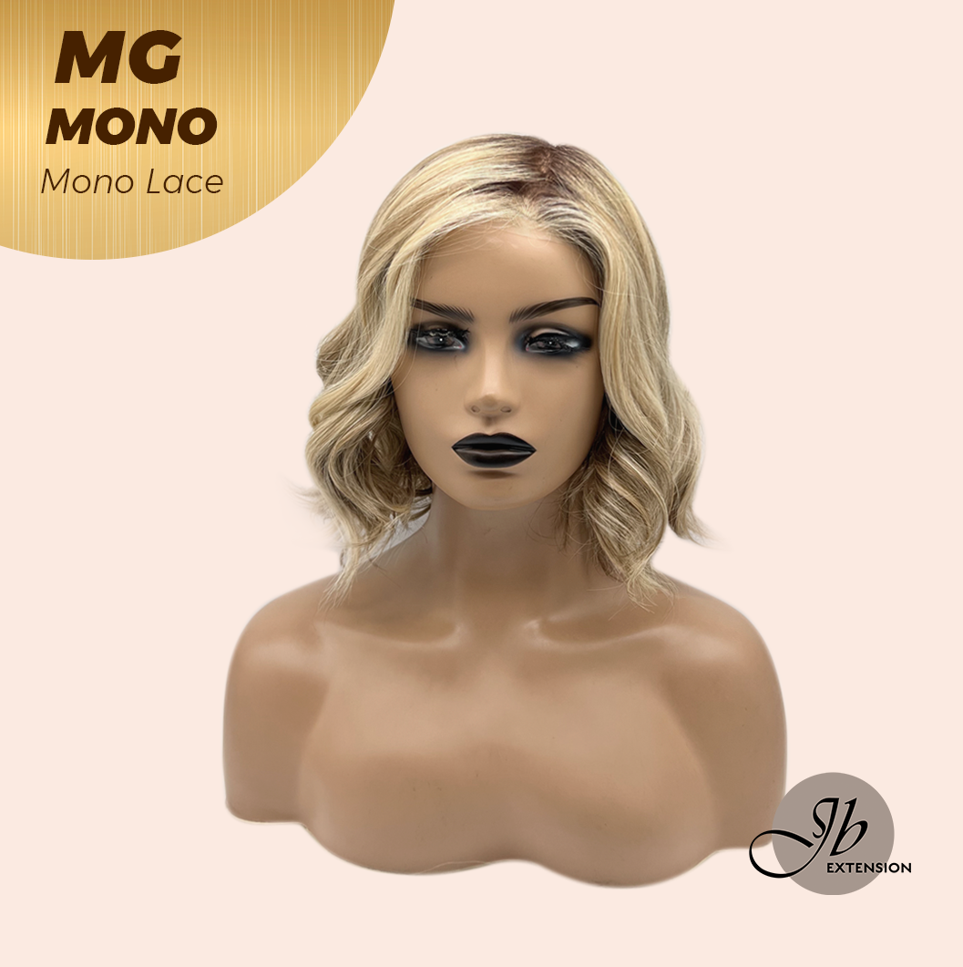 JBEXTENSION MG MONO Monofilament Handmade Wig 6X5 Full Monofilament Hand Tied Top Wig 12 Inches Dark Blonde Mono Lace Wig With Anti-slip Silicone Strips Glueless Wig MG MONO【BENDY EAR TABS】