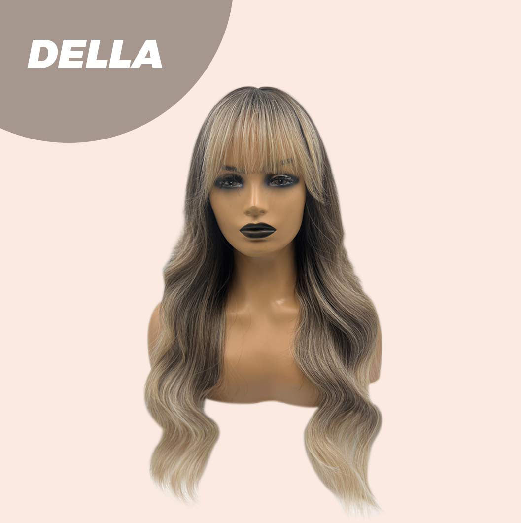 JBEXTENSION 25 Inches Balayage With Dark Root Curly Wig With Bangs DELLA