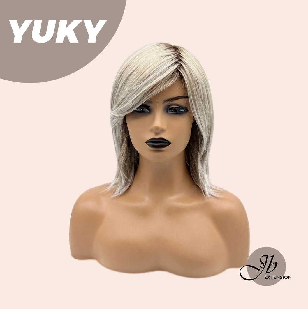 JBEXTENSION 14 Inches Ash Blonde White Wig Women Fashion Full Machine Wig YUKY【PLUS PERMATEASE】【BENDY EAR TABS】