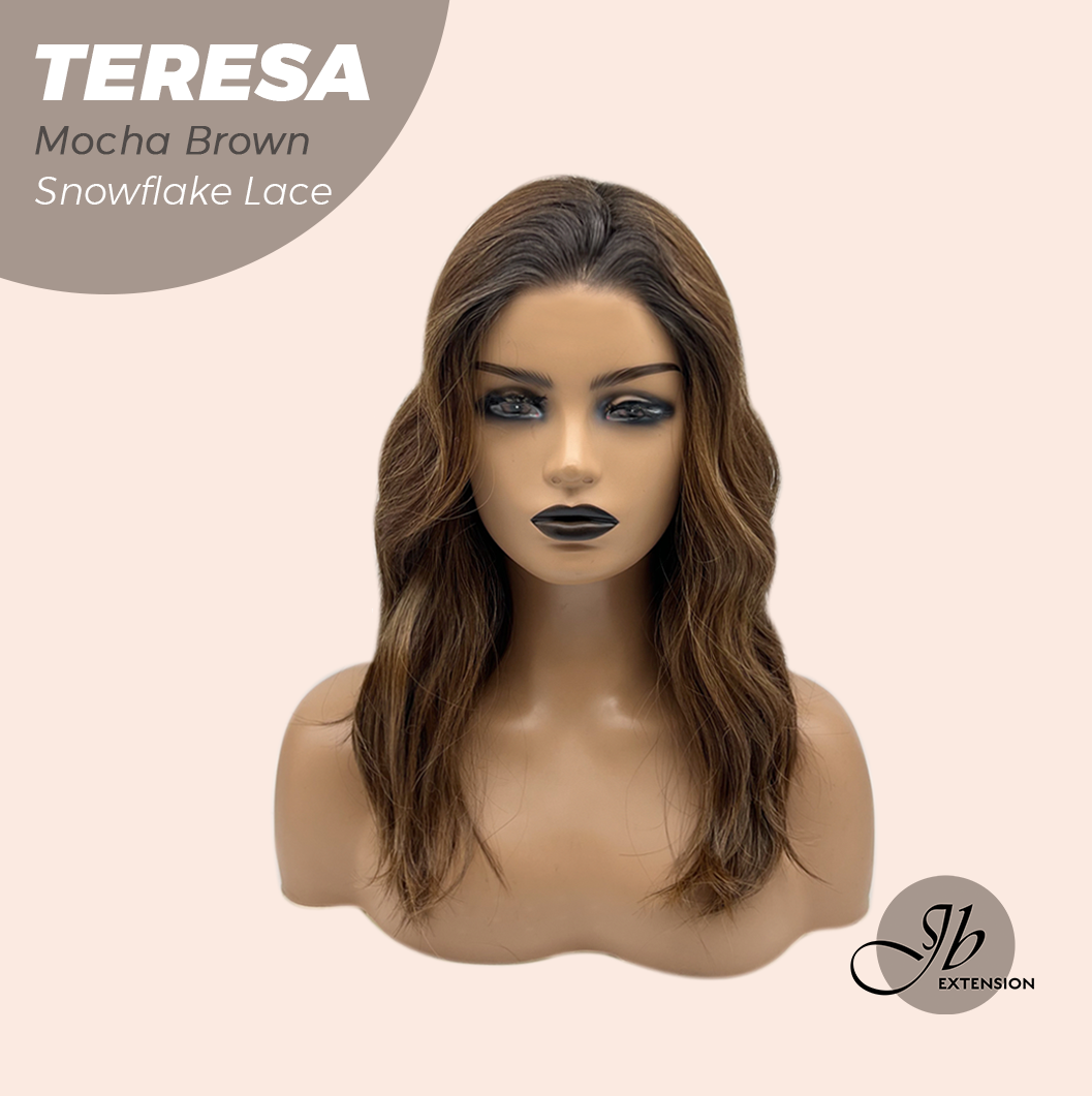 JBEXTENSION 18 Inches Mocha Brown Pre-Cut Snowflake Lace Frontlace Glueless Wig TERESA MOCHA BROWN【PERMATEASE】【BENDY EAR TABS】- M/L
