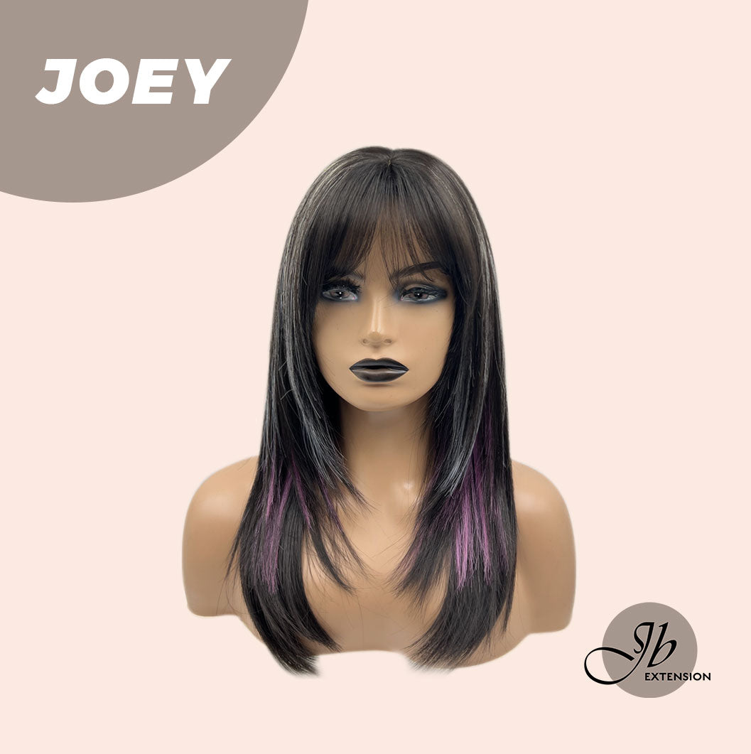 JBEXTENSION 20 Inches Wolf Cut Black With Pink Silver Highlight Wig JOEY