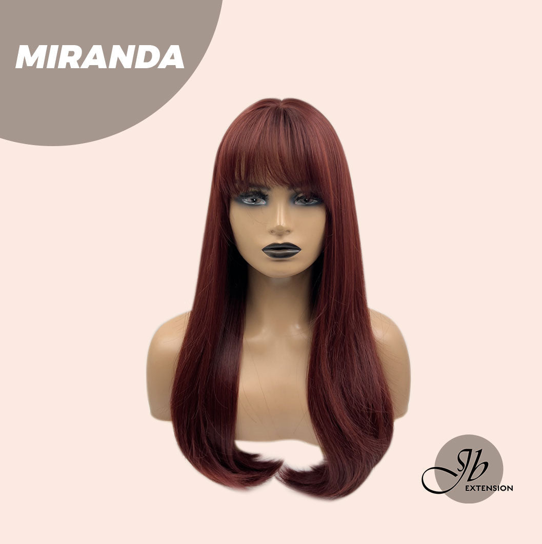 JBEXTENSION 22 Inches Dark Red Curly Wig With Bangs MIRANDA