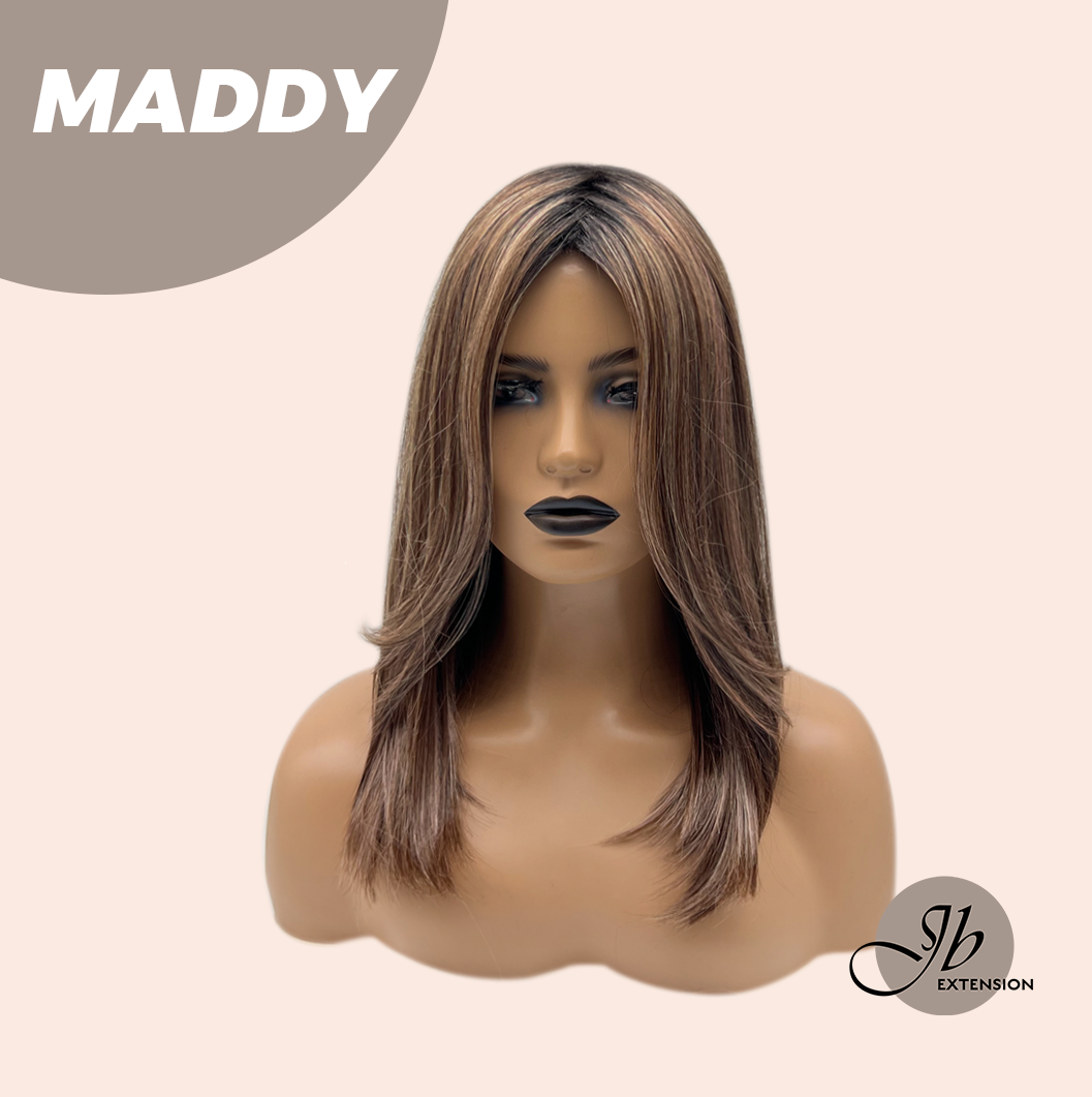 JBEXTENSION 18 Inches Ash Brown Women Fashion Full Machine Wig MADDY【PLUS PERMATEASE】【BENDY EAR TABS】