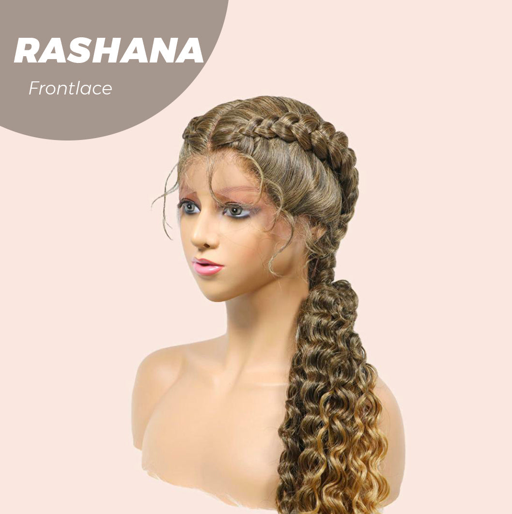 JBEXTENSION 35" Hand-Braided Synthetic Lace Front Box Braided Wigs with Baby Hair for Women D OUBLE Dutch Braids Black Lace Frontal Wigs for Women RASHANA