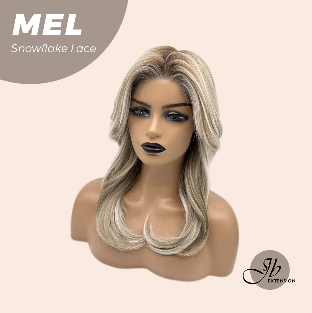 JBEXTENSION 20 Inches Ash Blonde Curly Pre-Cut Snowflake Lace Frontlace Glueless Wig MEL【PERMATEASE】【BENDY EAR TABS】