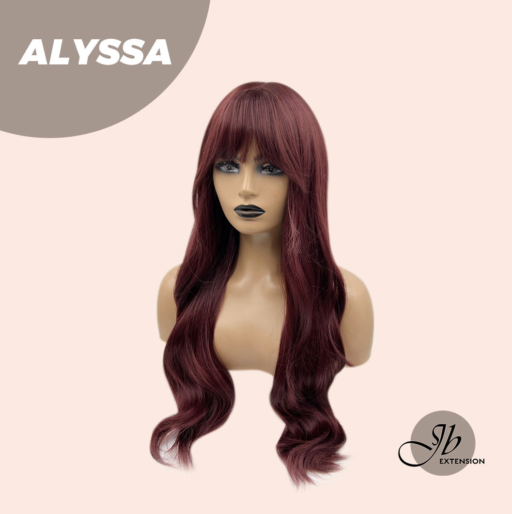 JBEXTENSION 25 Inches Red Curly Fashion Wig With Full Bangs ALYSSA