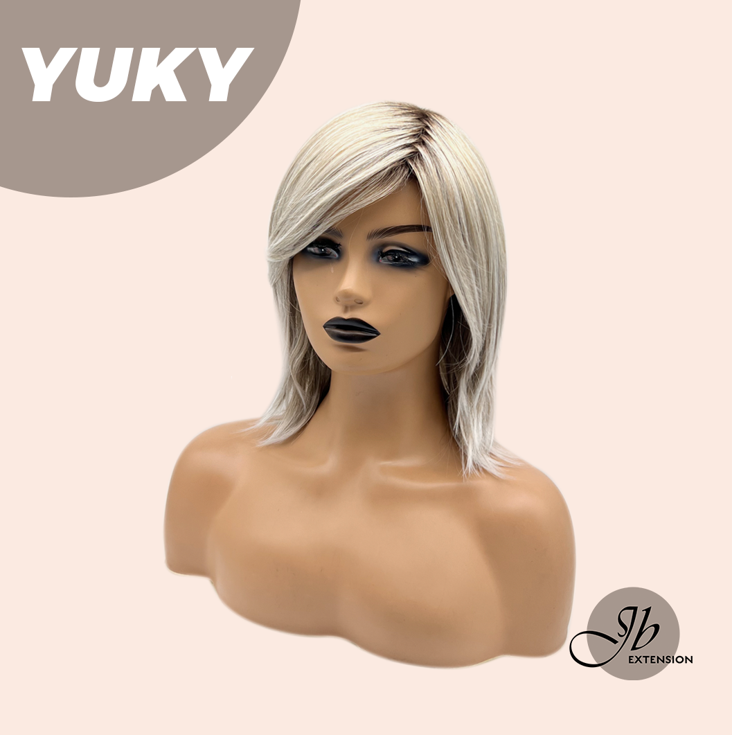 JBEXTENSION 14 Inches Ash Blonde White Wig Women Fashion Full Machine Wig YUKY【PLUS PERMATEASE】【BENDY EAR TABS】