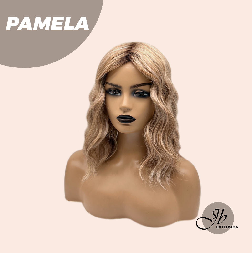 JBEXTENSION 14 Inches Ash Strawberry Blonde Women Fashion Full Machine Wig PAMELA【PLUS PERMATEASE】【BENDY EAR TABS】