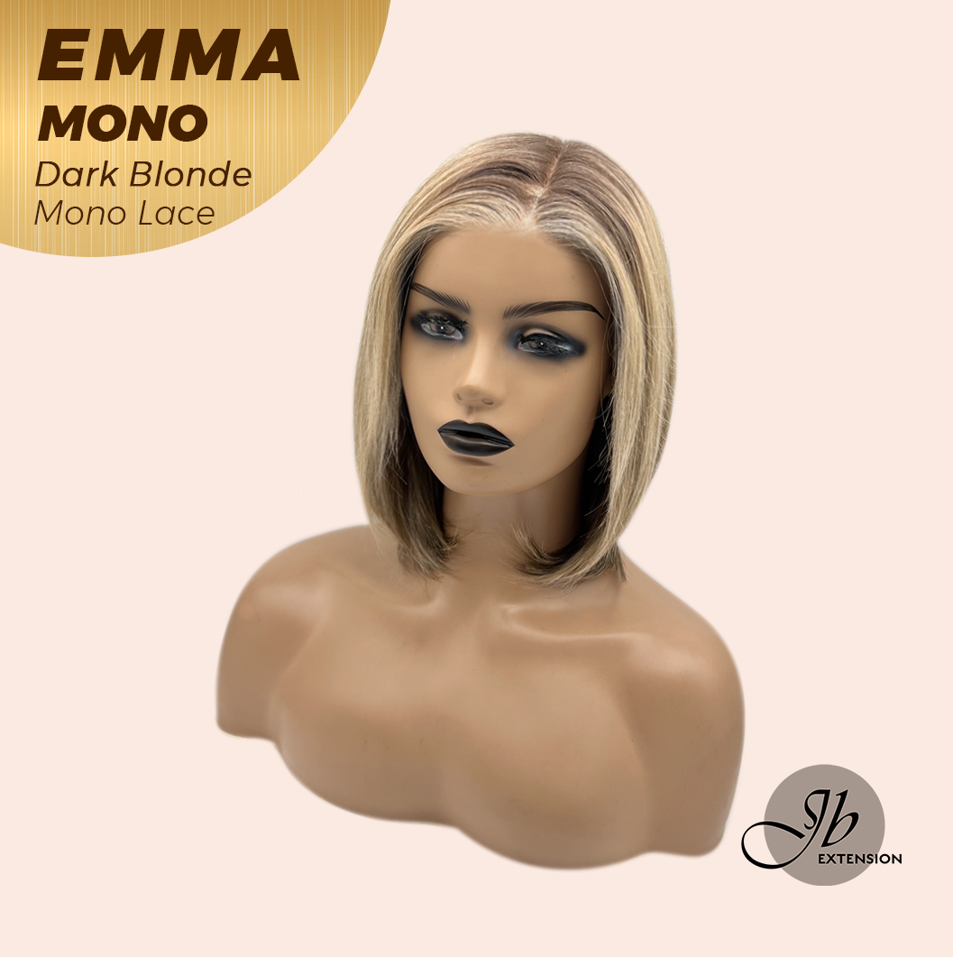JBEXTENSION EMMA MONO Monofilament Handmade Wig 6X5 Full Monofilament Hand Tied Top Wig 14 Inche Dark Blonde Mono Lace Wig With Anti-slip Silicone Strips Glueless Wig EMMA MONO DARK BLONDE【BENDY EAR TABS】