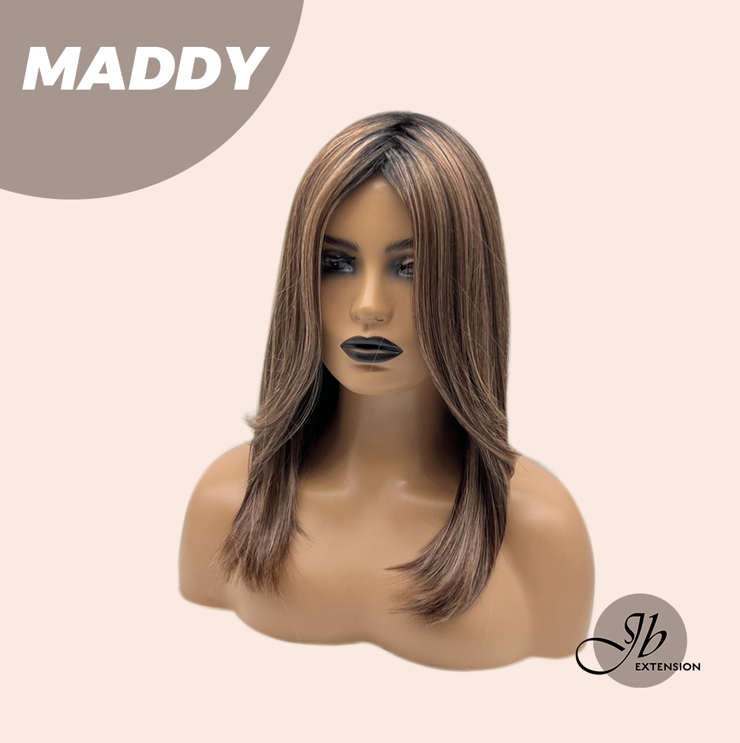 JBEXTENSION 18 Inches Ash Brown Women Fashion Full Machine Wig MADDY【PLUS PERMATEASE】【BENDY EAR TABS】
