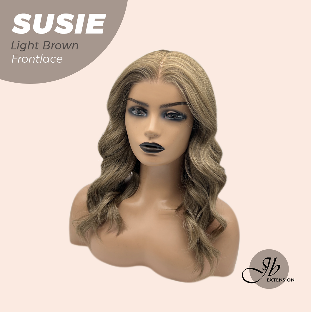 JBEXTENSION 16 Inches Light Brown Women Pre-Cut Frontlace Glueless Wig SUSIE LIGHT BROWN