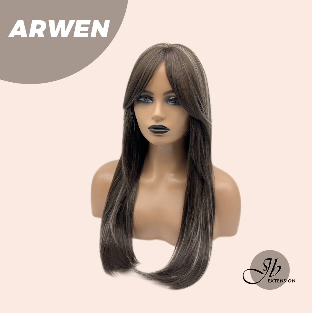 JBEXTENSION 24 Inches Dark Brown with Grey Highlight Wig ARWEN