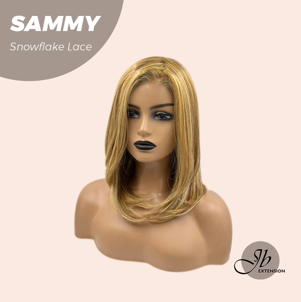 JBEXTENSION 15 Inches Honey Blonde Pre-Cut Snowflake Lace Frontlace Glueless Wig SAMMY【PERMATEASE】【BENDY EAR TABS】