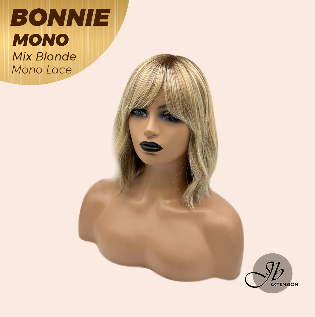 [PRE-ORDER] JBEXTENSION BONNIE MONO MIX BLONDE Full Monofilament Handmade Full Lace Full Hand Tied Wig 12 Inches Mix Blonde With Dark Root Mono Lace Handmade Futura Fiber Glueless Wig BONNIE MONO MIX BLONDE【BENDY EAR TABS】