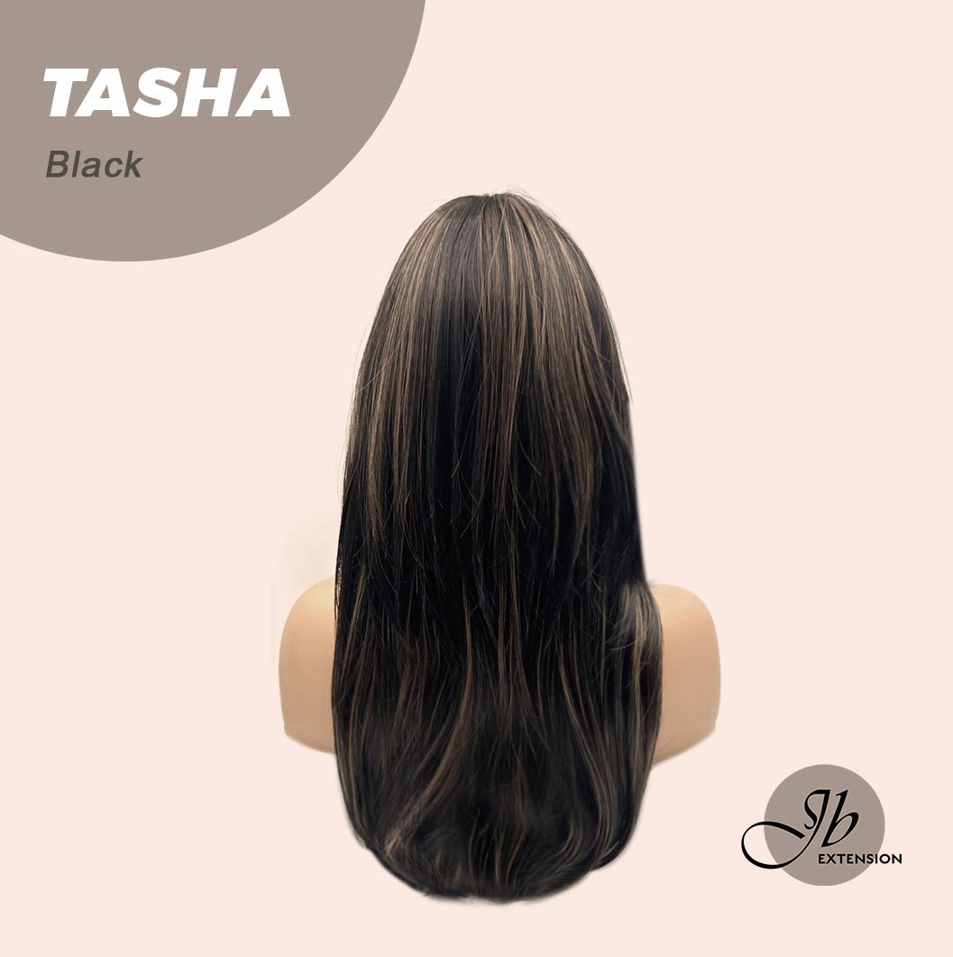 JBEXTENSION 24 Inches Wolf Cut Black Women Wig With Bangs TASHA BLACK