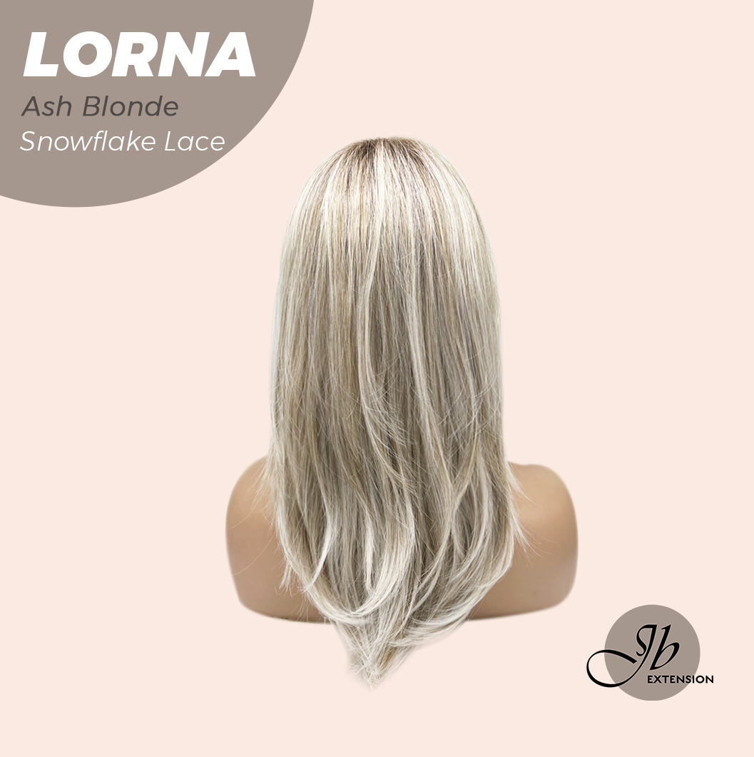 JBEXTENSION 18 Inches Ash Blonde Curly Pre-Cut Snowflake Lace Frontlace Glueless Wig LORNA SNOWFLAKE ASH BLONDE【PERMATEASE】【BENDY EAR TABS】