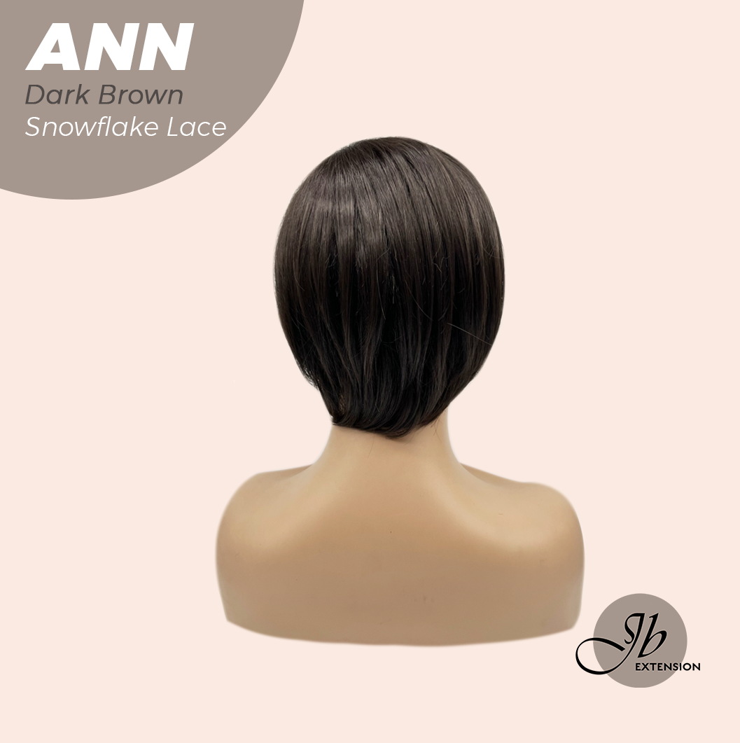 JBEXTENSION 10 Inches Dark Brown Pre-Cut Side Part Snowflake Lace Frontlace Glueless Wig ANN DARK BROWN【BENDY EAR TABS】