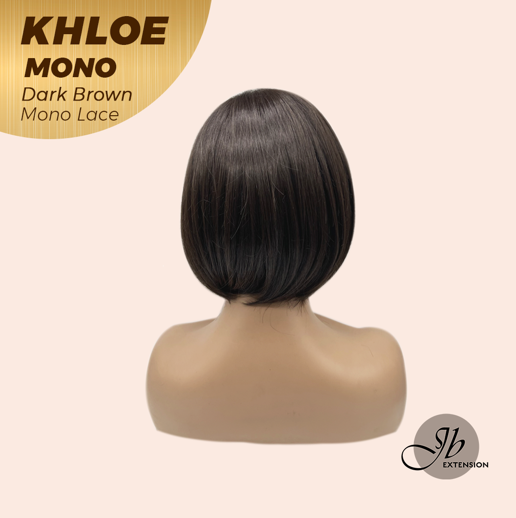 JBEXTENSION KHLOE MONO DARK BROWN Monofilament Handmade Wig 6X5 Full Monofilament Hand Tied Top Wig 12 Inches Bob Cut Dark Brown Mono Lace Handmade Futura Fiber Wig With Anti-slip Silicone Strips Glueless Wig KHLOE MONO DARK BROWN【BENDY EAR TABS】