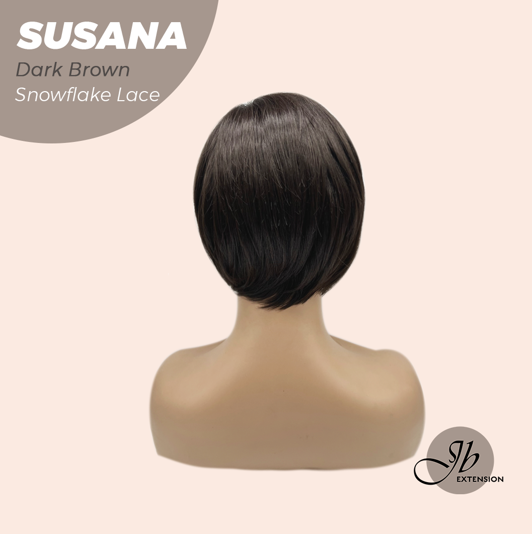 JBEXTENSION 9 Inches Dark Brown Pre-Cut Side Part Snowflake Lace Frontlace Glueless Wig SUSANA DARK BROWN【BENDY EAR TABS】