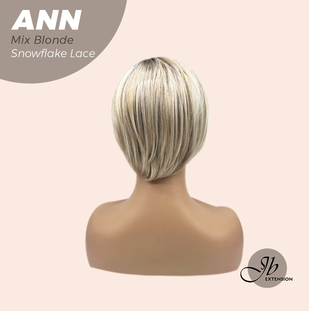 JBEXTENSION 10 Inches Mix Blonde Pre-Cut Side Part Snowflake Lace Frontlace Glueless Wig ANN MIX BLONDE【BENDY EAR TABS】