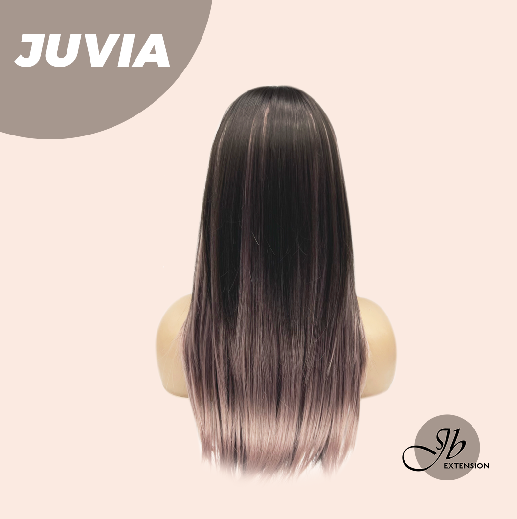 JBEXTENSION 22 Inches Straight Dark Brown with Purple Wig with Bangs JUVIA