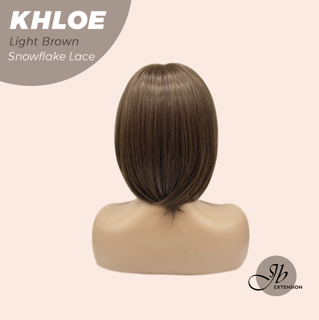 JBEXTENSION 12 Inches Bob Cut Light Brown Pre-Cut Snowflake Lace Frontlace Glueless Wig KHLOE LIGHT BROWN【PERMATEASE】【BENDY EAR TABS】- M/L