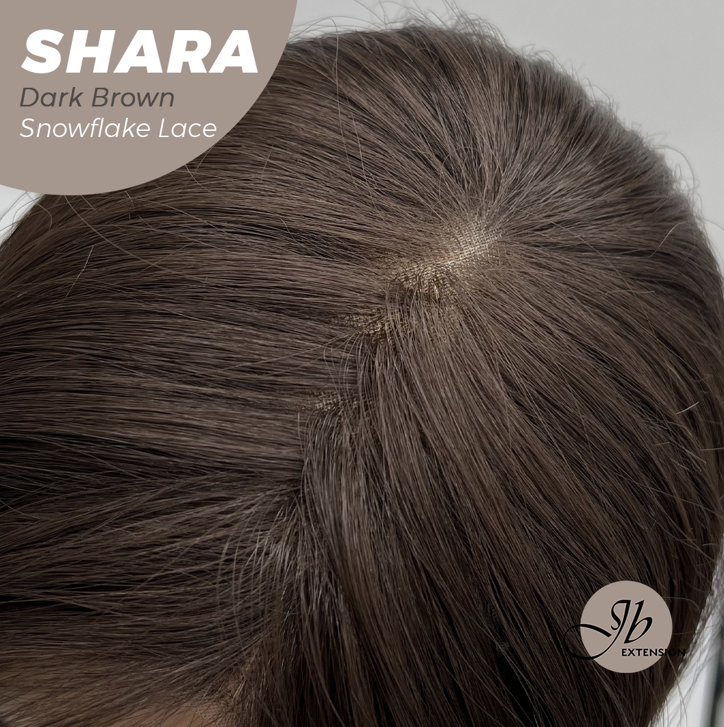 [PRE-ORDER] JBEXTENSION 17 Inches Curly Dark Brown Pre-Cut T Part Snowflake Lace Frontlace Glueless Wig SHARA DARK BROWN【BENDY EAR TABS】