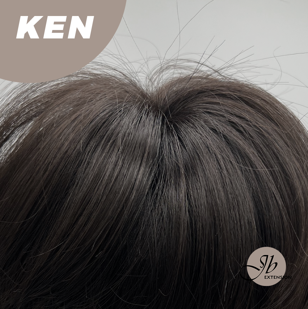 JBEXTENSION Short Hair 30% Real Human Hair Midnight Brown( Black/Brown) Unisex Wig Man Wig KEN