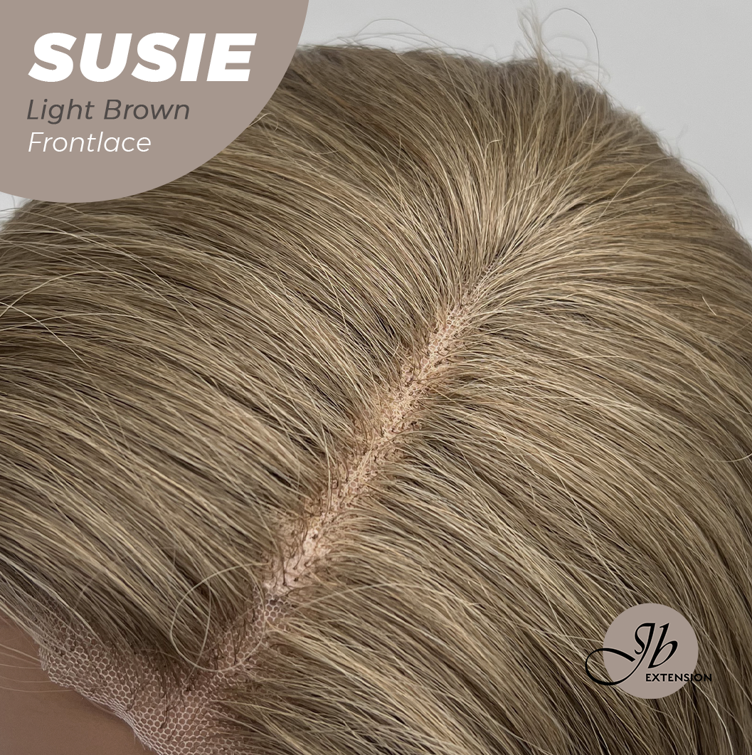 JBEXTENSION 16 Inches Light Brown Women Pre-Cut Frontlace Glueless Wig SUSIE LIGHT BROWN