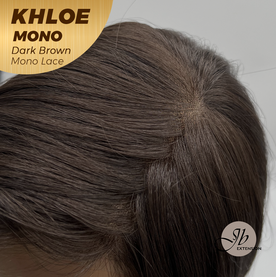 JBEXTENSION KHLOE MONO DARK BROWN Monofilament Handmade Wig 6X5 Full Monofilament Hand Tied Top Wig 12 Inches Bob Cut Dark Brown Mono Lace Handmade Futura Fiber Wig With Anti-slip Silicone Strips Glueless Wig KHLOE MONO DARK BROWN【BENDY EAR TABS】
