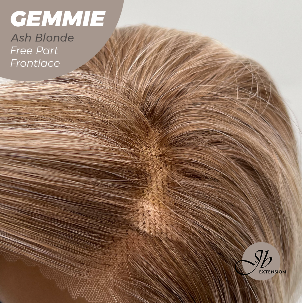 JBEXTENSION 20 Inches Ash Blonde Pre-Cut Free Part Frontlace Glueless Wig GEMMIE ASH BLONDE