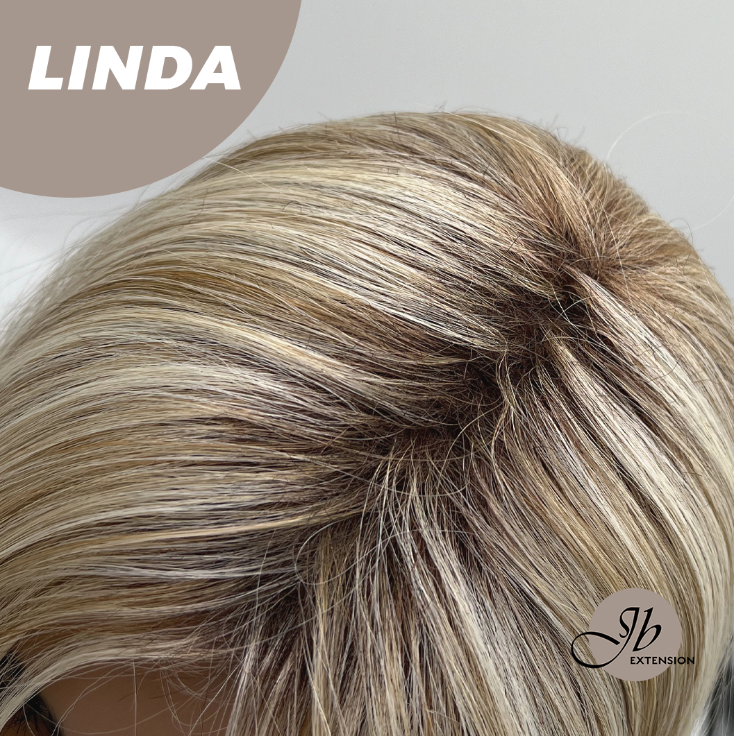 JBEXTENSION 18 Inches Blonde Women Fashion Full Machine Wig LINDA【PLUS PERMATEASE】【BENDY EAR TABS】