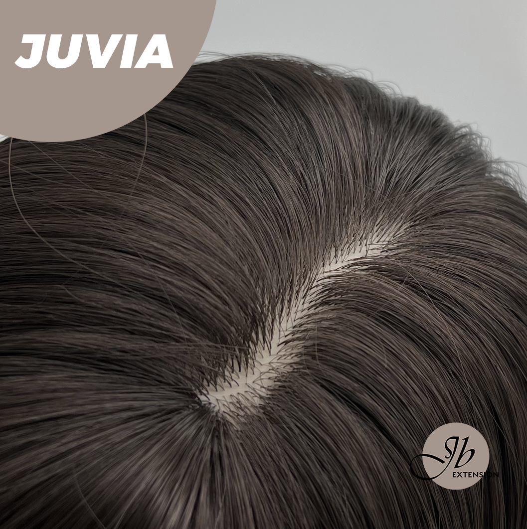 JBEXTENSION 22 Inches Straight Dark Brown with Purple Wig with Bangs JUVIA