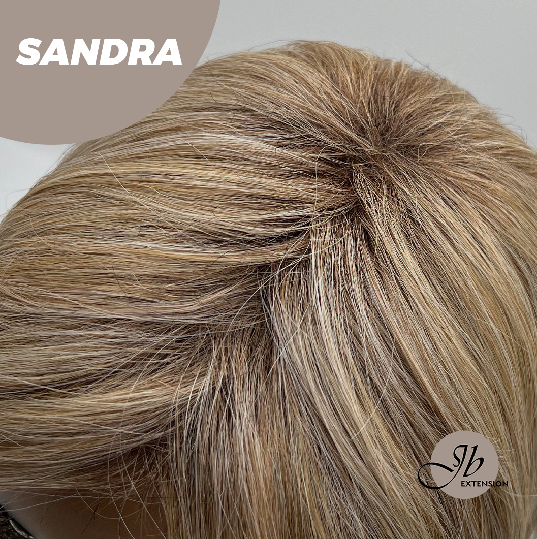 JBEXTENSION 17 Inches Peach Blonde Curly Women Fashion Full Machine Wig SANDRA【PLUS PERMATEASE】【BENDY EAR TABS】