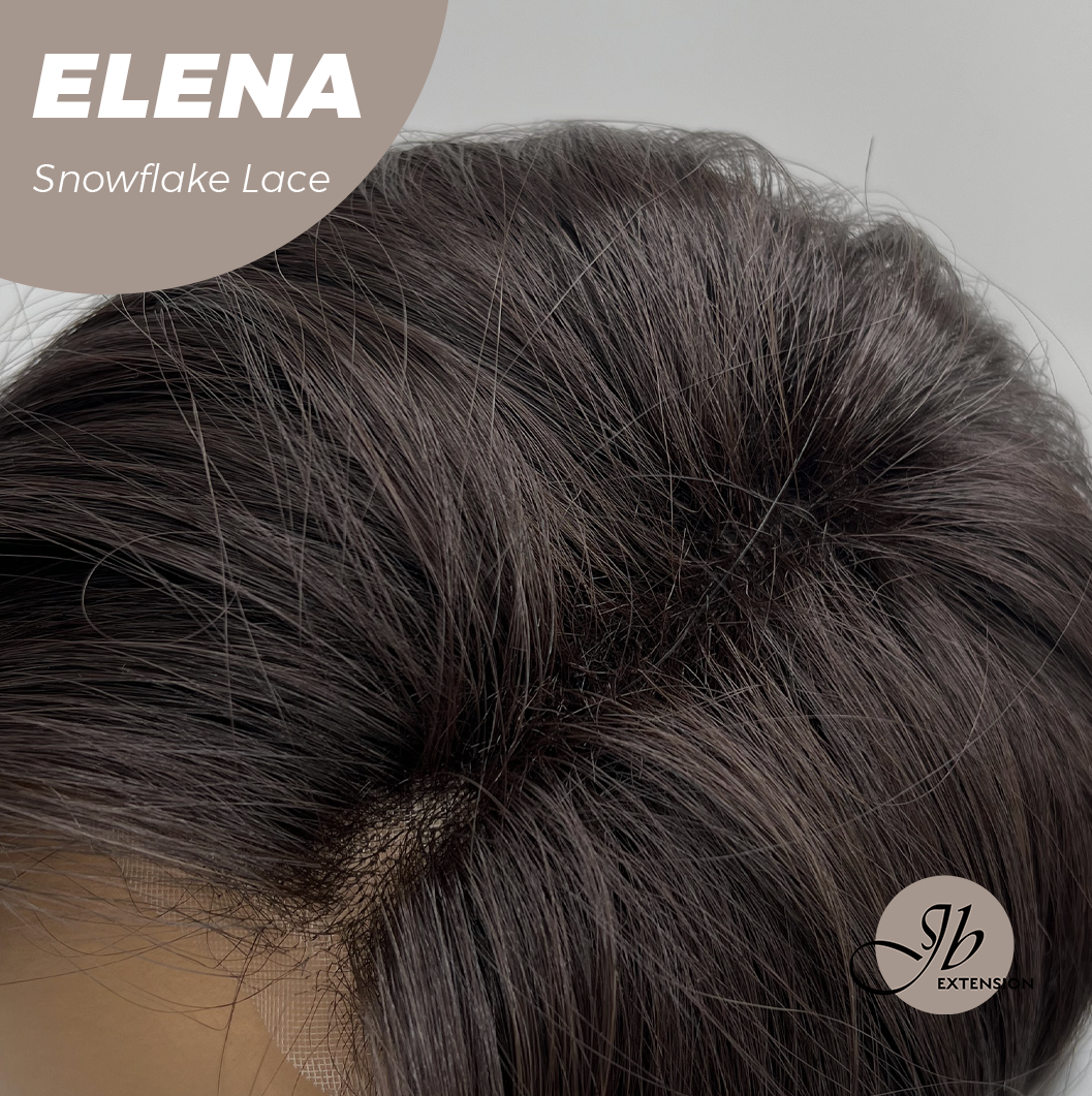 JBEXTENSION 18 Inches Natural Black Pre-Cut Snowflake Lace Frontlace Glueless Wig ELENA【PERMATEASE】【BENDY EAR TABS】