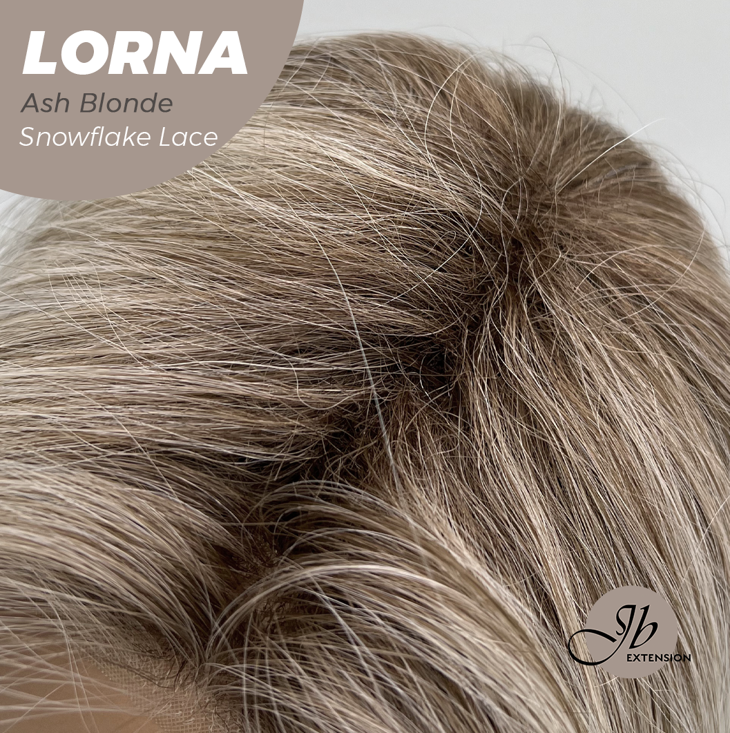 JBEXTENSION 18 Inches Ash Blonde Curly Pre-Cut Snowflake Lace Frontlace Glueless Wig LORNA SNOWFLAKE ASH BLONDE【PERMATEASE】【BENDY EAR TABS】