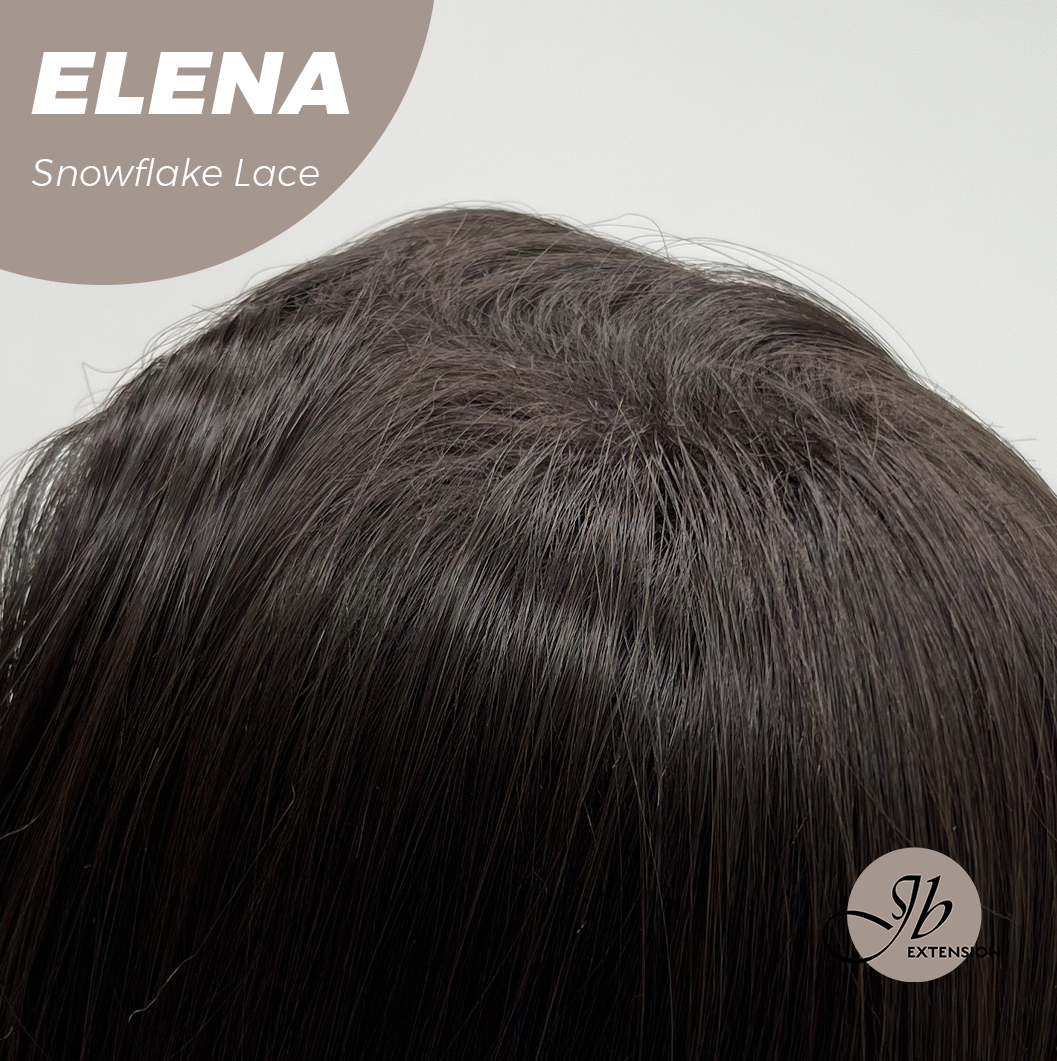 JBEXTENSION 18 Inches Natural Black Pre-Cut Snowflake Lace Frontlace Glueless Wig ELENA【PERMATEASE】【BENDY EAR TABS】