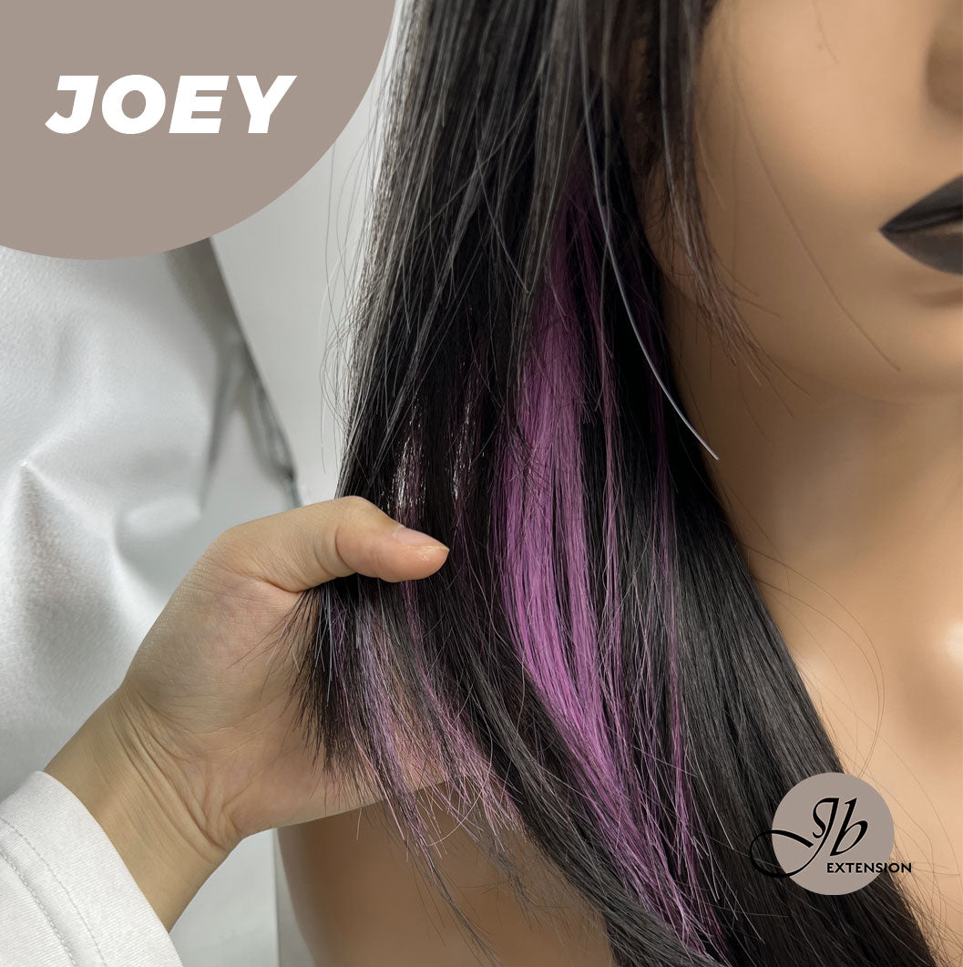 JBEXTENSION 20 Inches Wolf Cut Black With Pink Silver Highlight Wig JOEY