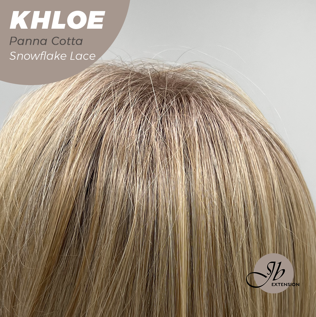 JBEXTENSION 12 Inches Bob Cut Panna Cotta Pre-Cut Snowflake Lace Frontlace Glueless Wig KHLOE PANNA COTTA【PERMATEASE】【BENDY EAR TABS】