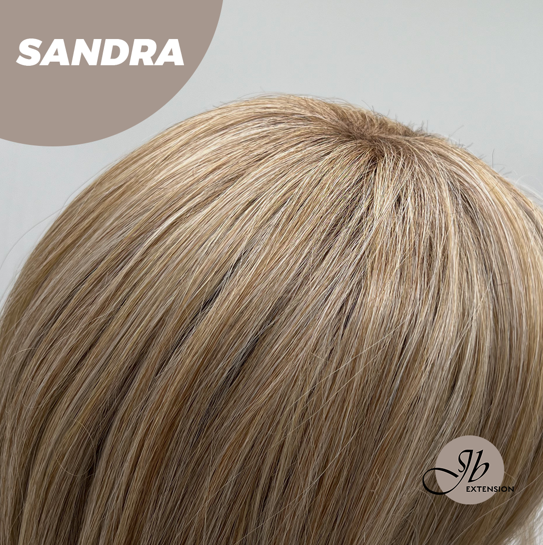JBEXTENSION 17 Inches Peach Blonde Curly Women Fashion Full Machine Wig SANDRA【PLUS PERMATEASE】【BENDY EAR TABS】