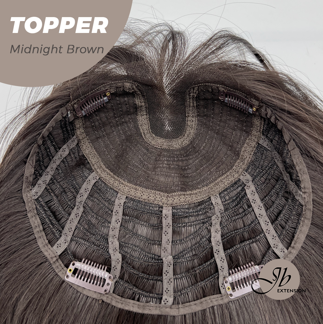 JBEXTENSION 28 Inches T Part Pre-Cut Frontlace Topper Clip in Synthetic Fiber Long Straight Topper Hair Piece Hair with Bangs for Women Clip in Top Crown Hair Clip on Toupee Hairpiece for Slight Hair Loss/Thinning Hair